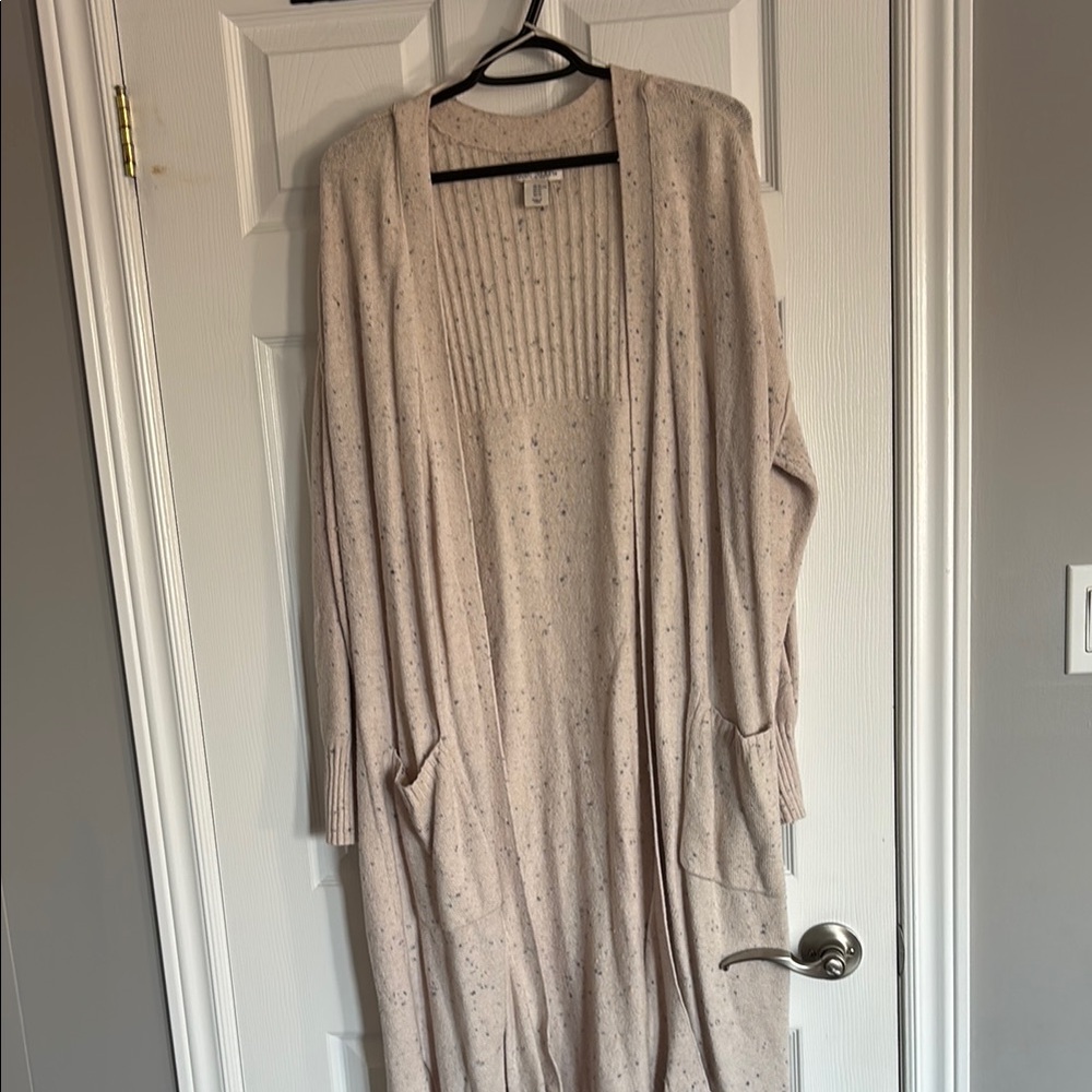 Cream Long Cardigan Sweater